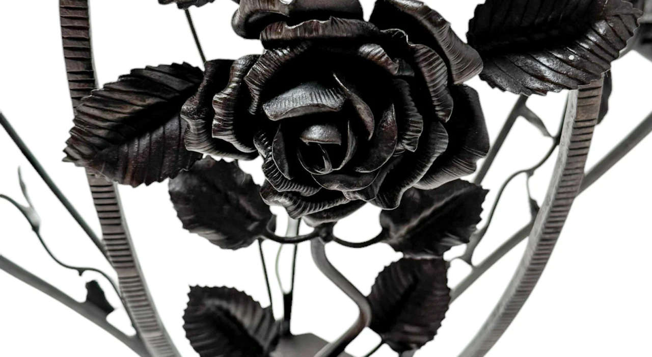 French Art Deco Wrough Iron XL Pedestal with Multi-Colored Marble Top, 1930s